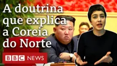 Kim Jong-un olha para a esquerda co braços cruzados