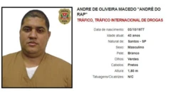 Reprodução de foto e ficha de André do Rap