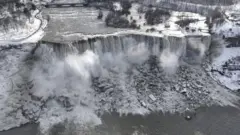 Частично замерзший Ниагарский водопад