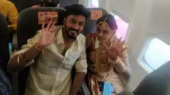 విమానంలో పెళ్లి