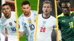Kylian Mbappe, Lionel Messi, Harry Kane and Sadio Mane