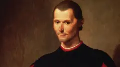 Detalle de retrato póstumo de Nicolás Maquiavelo por Santi di Tito.