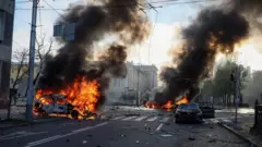 કિએવમાં હુમલા બાદ તબાહી