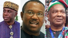 Hope Uzonma, Rotimi Amaechi and Peter Obi for one foto