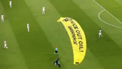 Parachute protestor