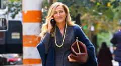 Sarah Jessica Parker is seen on the set of "And Just Like That..." in New York