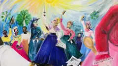 Imagen de un cuadro del artista Isaías Medeiros que representa un episodio del Motín de las Mujeres.