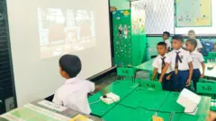 දරුවන් ප්‍රොජෙක්ටරය භාවිත කරන අයුරු