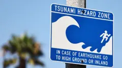 Знак предупреждения о цунами в Санта-Монике, Калифорния