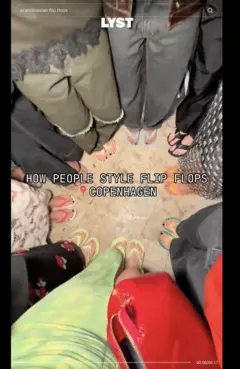 Captura de tela no Tiktok mostra pessoas usando chinelos em Copenhagen