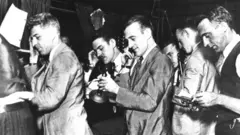 نيويورك، وول ستريت خلال ليلة الانهيار الكبير عام 1929، الولايات المتحدة.