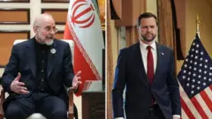 Mohammad Bagher Ghalibaf y JD Vance.