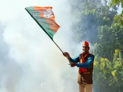 তিন গুরুত্বপূর্ণ রাজ্যে জয়ের পরে এক বিজেপি সমর্থকের উচ্ছাস