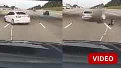 அந்த கார் மீண்டும் தப்பிச்செல்ல முயன்றபோது காரின் பின்சக்கரமே கழண்டு தனியாக வந்தது.