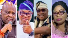 Collage of images of Ademola Adeleke, Bola Oyebamiji, Najeem Salam and Adeagbo Yemisi