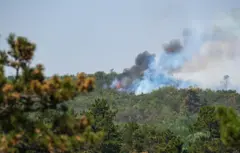 Dim koji se širi iznad zelene površine