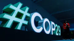 အဇာဘိုင်ဂျန် ဘာကုမြို့မှာကျင်းပနေတဲ့ COP29 အခမ်းအနား တံဆိပ် 