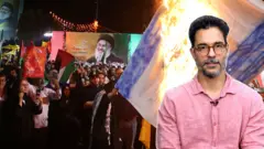 Repórter João Fellet dianteblaze fogueteimagemblaze fogueteprotesto iraniano contra Israel 