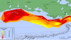 Ilustración de la "zona muerta" de 2021 en el Golfo de México
