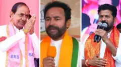 केसीआर, किशन रेड्डी, रेवंथ रेड्डी 