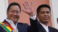 El presidente de Bolivia, Luis Arce, y el presidente del Senado, Andrónico Rodríguez en La Paz.