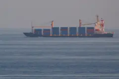 Một tàu container đang chạy ở eo biển dẫn vào Biển Đỏ vào ngày 18/1/2024