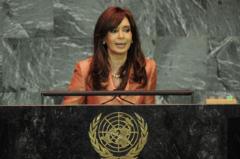 Cristina Fernández hablando en la asamblea general de la ONU