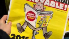  1024 by 683 pixels1024 x 683 pixels Alternative description The special edition of French satirical newspaper Charlie Hebdo to mark the 10th anniversary of Charlie Hebdo attack, at a press selling kiosk in Paris, 6 on January 2025.
