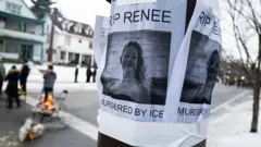 портреты Рене Гуд на столбе у места ее гибели