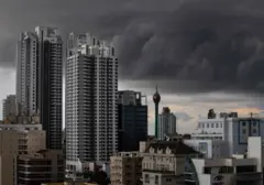 Colombo skyline with storm clouds