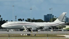 ترامپ در ماه فوریه از این هواپیما در پالم بیچ بازدید کرد