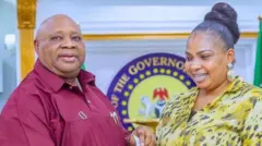 Aworan Laide Bakare ati Gomina Adeleke 