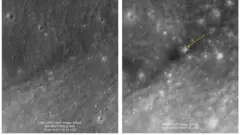 Before and after pictures of the Moon after SpaceX debris hit its surface.