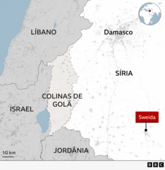 Mapa mostrando a localização de Sweida