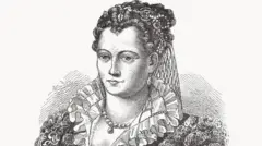 Desenho em preto e branco de Lucrécia Bórgia, da Itália, que se pensava ser filha ilegítima do papa Alexandre 6º