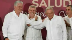 Andrés Manuel López Obrador e Miguel Díaz-Canel em encontro em Campeche, México