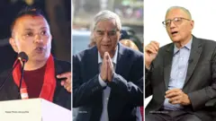 नेपाली कांग्रेसका सभापति गगन थापा, पूर्व सभापति शेरबहादुर देउवा र वरिष्ठ नेता शेखर कोइरालाको कोलाज गरिएको तस्बीर