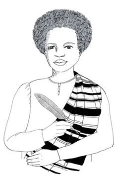 Desenho feito pela OAB em que mostra Esperança Garcia com uma pena em uma das mãos.