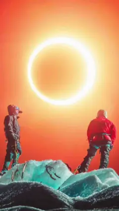 ග්ලැසියරය මතින් ග්‍රහණය කරගත් විශ්මයජනක සූර්යග්‍රහණය