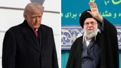 دو تصویر جداگانه از علی خامنه‌ای و دونالد ترامپ