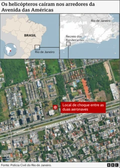 Mapa com indicação do local do acidente.