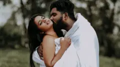 Lekshmi and Hrushi Karthik at their wedding photoshoot