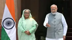 ২০২৪ সালে ভারত সফরে ভারতের প্রধানমন্ত্রী নরেন্দ্র মোদীর সঙ্গে শেখ হাসিনা - ফাইল ছবি