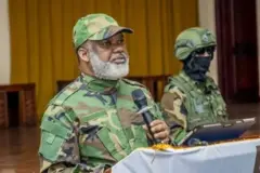 Nangaa akiwa katika mkutano wa waandishi wa habari wa M23 mjini Goma