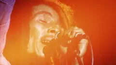 Bob Marley performing on stage in the US in 1979