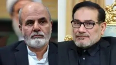 علی شمخانی (راست) و علی‌اکبر احمدیان (سمت چپ) هر دو دبیر شورای عالی امنیت ملی و نماینده رهبر در این شورا بودند