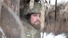 Ukrainian soldier on front line in Donbas
