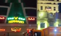 اسکرین شات از ویدیو آتش سوزی در مجتمع قائم مشهد