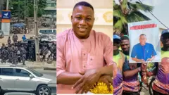 aworan awọn ọlọpaa niwaju ilesẹ aṣoju ijọba Benin, aworan Sunday Igboho ati awọn oluwọde