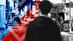 탈북민과 목선 일러스트